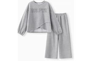 PATPAT Set per bambina: T-shirt a maniche lunghe e pantaloni. Abbigliamento attivo, comodo e alla moda per bambine. Ideale come regalo sportivo o per l’uso quotidiano!