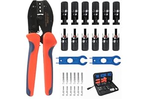 EIEVEY Alicates Engarzadores Solares Kit para Cables PV 2.5/4/6mm², 6 Pares de Conectores Solares Macho/Hembra, 1 Crimpadora, 2 Llaves para Conexiones de Cable Solar