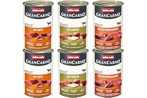 animonda Grancarno Adult Deftige Variation (6 x 400 g), mokra karma dla dorosłych zwierząt, mokra karma dla psów ze 100% świeżymi, mięsistymi składnikami, karma dla psów bez zbóż