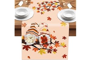 Lets Joy Runner da Tavola Autunnale, 40 x 180cm Runner da Tavola Zucca Autunnale, Runner Tavola Foglia d'Acero Decorazioni, Runner Autunnali Ringraziamento Decorazioni Interni e Estern