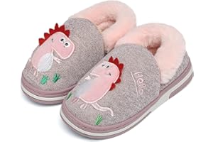 SMajong Hausschuhe Mädchen Kinder Plüsch Pantoffeln Jungen Warme Gefüttert Hausschuhe Winter Cartoon rutschfeste Slipper 22-34 EU
