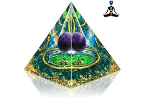CCALDU Orgonite Piramide Chakra Pyramid Cristalloterapia Pietre E Cristalli Con Sfera Di Ametista Pietre Chakra Di Cristallo Dell'Albero Della Vita Per L'Energia Positiva Chakra Healing Meditazione Yoga -6CM