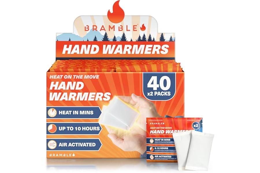 Bramble - Hand Warmers Disposable – Pocket Glove Warmers for Hiking, Outdoor Activities, Golf, Skiing, Football Spectating – 10 Hours of Heat