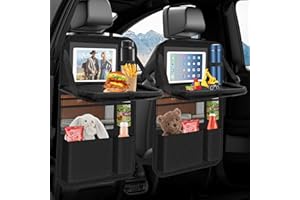 Oneyus Auto Organizer, 2 Stück Autositz Organizer Große Rückenlehnenschutz Auto Kinder Multifunktional Wasserdicht Rücksitz Organizer mit Klapptisch,Tablet Tasche und Viele Taschen-Schwarz