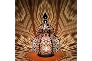 MARRAKESCH ORIENT & MEDITERRAN INTERIOR Lanterne orientale en métal Maha noir 28 cm | Lanterne marocaine orientale de jardin | Lanterne en métal marocaine pour l'extérieur comme lanterne de jardin ou comme lanterne de table