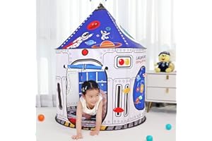GEIWENLE Tenda a Razzo Per Bambini,Tenda da Gioco Interni Esterni,Capanna Gioco Cameretta a Razzo Astronauta Spaziale per Ragazzi Ragazze Casetta Pieghevole Pop-up castello per bambini Regalo Natale Compleanno