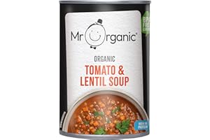 Mr Organic - Tomato and Lentil Soup - Organic and Delicious Tin, High in Protein and Fibre, Perfect for a Warm and Nutritious Meal