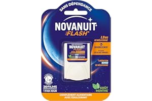 NOVANUIT FLASH – Complément alimentaire – Sommeil - 1,9mg de mélatonine – 20 films – Endormissement – Décalage horaire