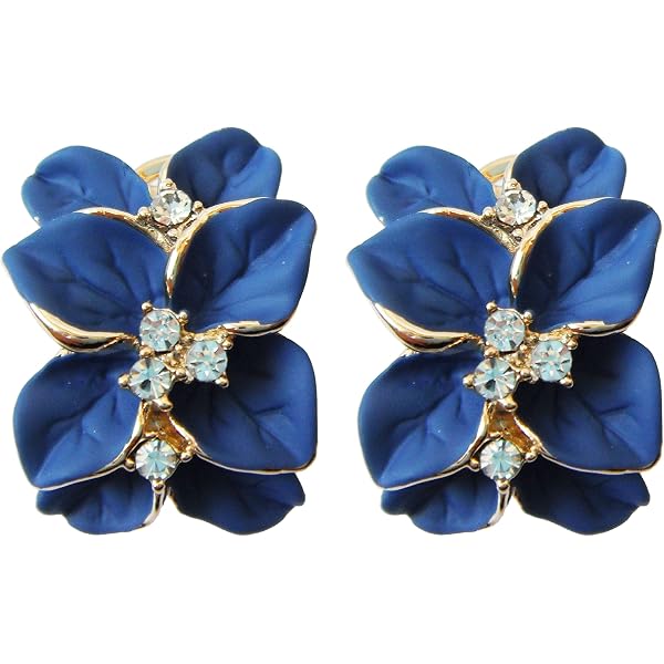 Navachi Orecchini A Clip Placcati Oro 18K Con Cristalli Bianchi – A Forma Di Foglia, Gioielli Moda Donna