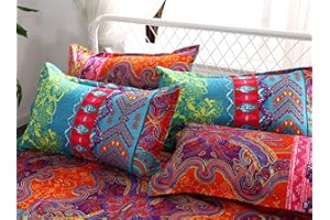 ‎LANQINGLV Lanqinglv 2 Set Bohemian Indisch Kissenbezug 40x80 cm-120g Mikrofaser Hochwertiges Kopfkissen Boho Kissenbezüge