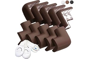 HAPPY CHLEA® Eckenschutz und Kantenschutz Baby Gummi Weich mit „AKTIVSCHAUM“ technologie, für Tisch und Möbel Ecken, Stoßschutz für Baby und Kinder. BONUS 2 Schubladensicherung (Braun)