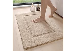 DEXI Mata do kąpieli 60 x 90 cm, chłonna i antypoślizgowa mata łazienkowa, można prać w pralce, miękka mata łazienkowa z mikrofibry, wanna, prysznic i łazienka (beżowy)