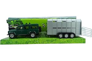 TOYLAND 4x4 Defender con Ganado Trailer - Ganadería Transporte Verde