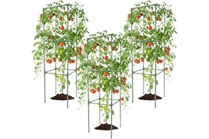 CAKKVDE 3 Pack Heavy Duty Tomato Plant Support Cages - Square Garden Plant Stakes for Climbing Vegetables & Flowers, Adjustable Tomato Trellis for Vertical Growing Plants