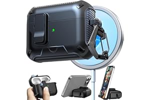 RFUNGUANGO Compatibile con custodia AirPods Pro 2, Compatibile con ricarica MagSafe, pop-up automatico con clip di blocco di sicurezza (2023/2022/2019),Nero