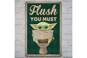 QIANBAIUK Metallschild Badezimmer Blechschild Baby Flush You Must Vintage Tin Sign for Office Retro Personalisiertes Schild Hauswand Raumdekoration 12 x 8 Inch