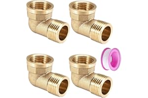 QINGYIWL 4 Stück 3/4 Zoll Messing Winkel 90°, 3/4" IG/AG, DN 20 Rohrwinkel Bogen, 3/4 Zoll Verlängerung für Wasserleitungen, Sanitär Anschlussstücke Winkel, 90 Grad Winkelverschraubung für Wasserschlauch