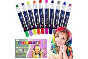 NACERLARY 10 Stück Temporäre Haarfärbe-Stifte,Haarkreide für Mädchen Set,10 Farben Haarkreide für Kinder,Auswaschbar,Ideal für Geburtstage,Halloween,Weihnachten,Temporäre Haarfarbe