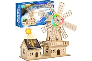 WINSONIK STEM Solarbetriebenes 3D-Holzpuzzle Bausatz - DIY Holländisches Windmühlenhaus Bauspielzeug | Pädagogisches Wissenschaftsbasteln für Kinder 8-15 & Erwachsene | Kreatives Modellbau-Projekt