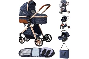 ALYIKOU trio passeggino neonati in offerta fino 25 kg,Carrozzina reversibile fronte mamma e strada, Pieghevole，Con borsa mamma, portabicchieri, copertura antipioggia