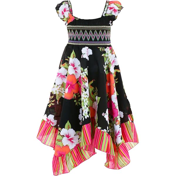 SOLOCETE Mädchen Sommerkleid – ärmellos Mit Cold Shoulder, Rüschen, Midilänge (Größen 8-14)