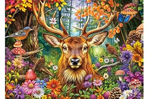 BESDRETOR Puzzles 1000 Pieces for Adults jigsaw puzzles for adults-Colorful Fairytale Forest Charming Deer -1000 Piece Puzzle Classic Educational Games Beautiful Decoration Puzzle