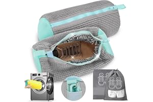 ZTBFHLZQ 2pcs Sacchetti per Scarpe Lavanderia, sacchetto scarpe lavatrice, Sacchetto Lavatrice Scarpe Borse per Bucato, Cerniera e pulizia a 360°, Riutilizzabile e Proteggi Scarpe, Pulizia Efficiente(Grigio)