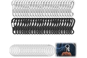 BLOOMIQUE 68PCS Mini Carabiner Clip, Heavy Duty Metal Keychain SF Carabiner Flat Keyring Set Spring Snap Clip Hook Detachable Quick Release Keyring Clip for Hiking Camping Unisex Car Key Holder Accessories