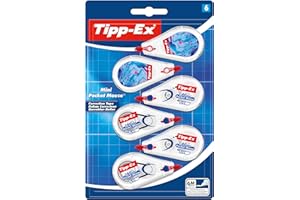 Tipp-Ex Mini Pocket Mouse Rubans correcteurs avec film plastique anti-déchirure - 2 motifs Hydro Dipping + 4 originaux, lot de 6