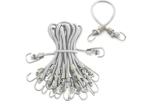 Morobor Lot de 10 mini tendeurs élastiques blancs avec crochets en métal pour vélos, porte-câbles, tentes, chariots, etc
