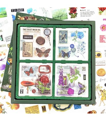 Carreuty - Lot De 290 Autocollants Et Papiers Scrapbooking Style Vie Forestière - Idéal Journal Créatif, Décoration