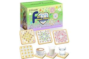 Finsink Mosaik bastelset kinder 4pcs mosaik untersetzer bastelset diy holz untersetzer Set Mosaiksteine zum basteln set Geburtstagsgeschenke für Kinder Mädchen
