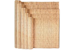 Wadan 8mm-10mm Extra Thick Natural Peeled Reed Fence, Garden Screening Fence Panels, Privacy & Protective Screening Roll for Outdoor Wind and Sun Protection (1m x 3m)