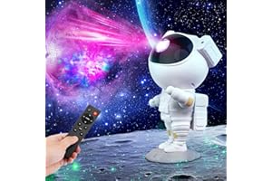 HANGYIWEI Astronauta Cielo Stellato Galassia Proiettore, Proiettore Stellare Astronauta con timer e telecomando,Testa Ruotabile a 360°,Luminosità e Velocità Regolabili, Regalo per Bambini e San Valentino