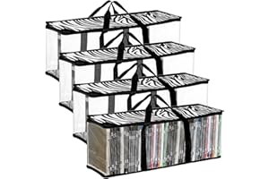 Lawei Set of 4 DVD Storage Case Holder Organizer Bags Media Case Holder Organizer Bag Hold up to 160 DVDs (40 Each Bag), Zebra
