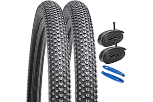 YunSCM 2Pcs Pliable 26 Pulgada Neumáticoss 26x2.125 ETRTO 57-559 et 2Pcs 26 Pulgada cámaras de Aire de Vélo AV33mm Valve Compatible Bike 26x2.10 26x2.125 26x2.25 Neumáticoss et cámaras de Aire