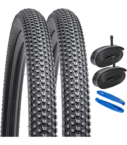 2 Pneus 26x2.0 + 2 Chambres à Air 26x1.75/2.125 - Pour VTT, Vélo - Valve Schrader 32mm