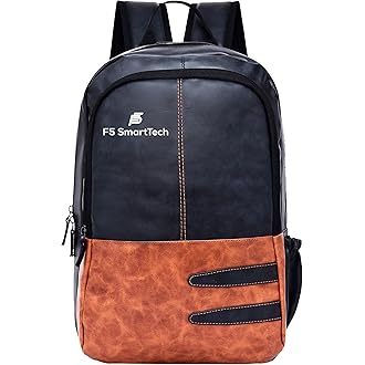 F5 SmartTech 20L Small Faux Leather Water Resistant Anti Theft Laptop Backpack for 16 Inch Laptop/Backpack for Men/Women (Navy)