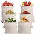 AB99 COLLECTION (Set of 6) Cotton Reusable Fridge Storage Bags for Vegetables and Fruits Bags,Storage Bags for Vegetables, Fruits, Spices, Pasta, Multipurpose Eco Friendly Vegetables Bags