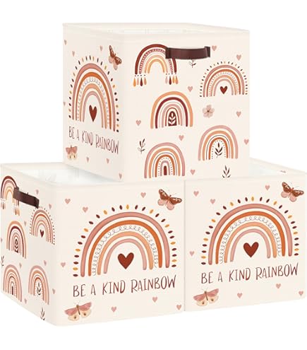 Clastyle 3 stuks Regenboog Kubus Opbergdoos Boho Kallax Doos voor