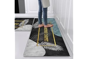 Hoimlm Set di 2 tappetini da cucina antiscivolo e lavabili, anti-affaticamento, per decorazione della casa, standing desk (stile E, 43 x 75 + 43 x 150 cm)