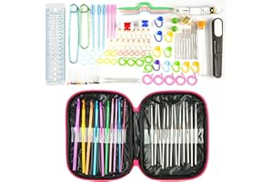 FYting 127 Pezzi Uncinetto Set,uncinetto,Kit Uncinetto Ergonomico per Principianti, con Custodia con Cerniera/Strumenti per Maglieria, Adatto per Lavorare a Maglia Cappelli, Sciarpe,Guanti(Rosa)