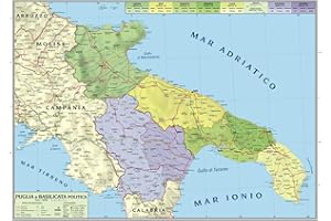 AGENDEPOINT Carta geografica murale regionale Puglia - Basilicata 100x140 bifacciale fisica e politica