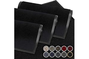 GadHome Tapis de Porte, Noir 90x150 cm|Tapis de Porte extérieur, imperméable, Lavable, Tapis Robuste antidérapant, retient la poussière, paillasson, Couloir, entrée, Cuisine, Chambre