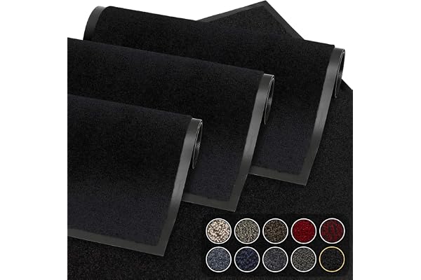 GadHome Tapis de Porte, Noir 40x60 cm |Tapis de Porte extérieur, imperméable, Lavable, Tapis Robuste antidérapant, retient la poussière, paillasson, Couloir, entrée, Cuisine, Chambre