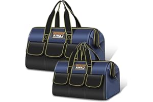 Werkzeugtasche 2 Stück | AIRAJ 14 und 18 Zoll Werkzeugtasche Großer Öffnung | Hochwertiges Oxford-Gewebe | Einfacher Zugriff Werkzeuge | Werkzeugkasten | Werkzeug-Organizer | Verabschieden Unordnung