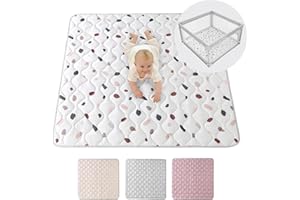 Hakuna Matte Pikowany koc do raczkowania dla niemowląt, 127 x 127 cm, konfetti – bardzo grubość 1,5 cm i miękka mata do raczkowania o pięknym wzornictwie unisex – mata do zabawy dla niemowląt z