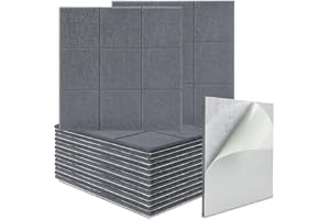 BXI Sound Absorber - 16 Pack Self-adhesive 30 X 30 X 0.9 cm Sudoku Acoustic Absorption Panels, Tackable Sound Absorbing Panels for Wall and Ceiling Acoustic Treatment