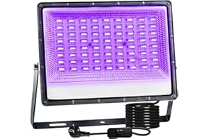 CREATESTAR LED Luce Nera 150W, Faro UV LED IP66 Impermeabile Faretto UV, Lampada per Poster Fluorescente, Halloween, Festa Glow, Discoteca, Acquario, Bar