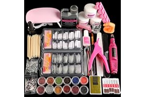 Coscelia Kit de Uñas Acrílicas Completo Kit Uñas de Gel Accesorio Profesional Kit Manicura para Uñas Lima de Uñas Kit Uña Arte Herramientas para DIY Nail Art Decoración